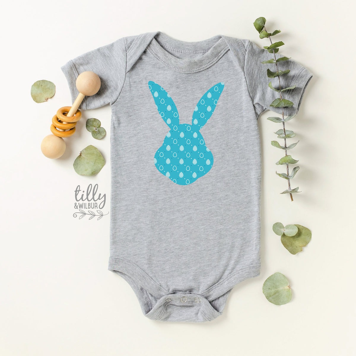 Patterned Easter Bunny Baby Bodysuit For Boys, First Easter One-Piece, Newborn Easter Gift, 1st Easter, Baby's 1st Easter, Bunny Rabbit Gift