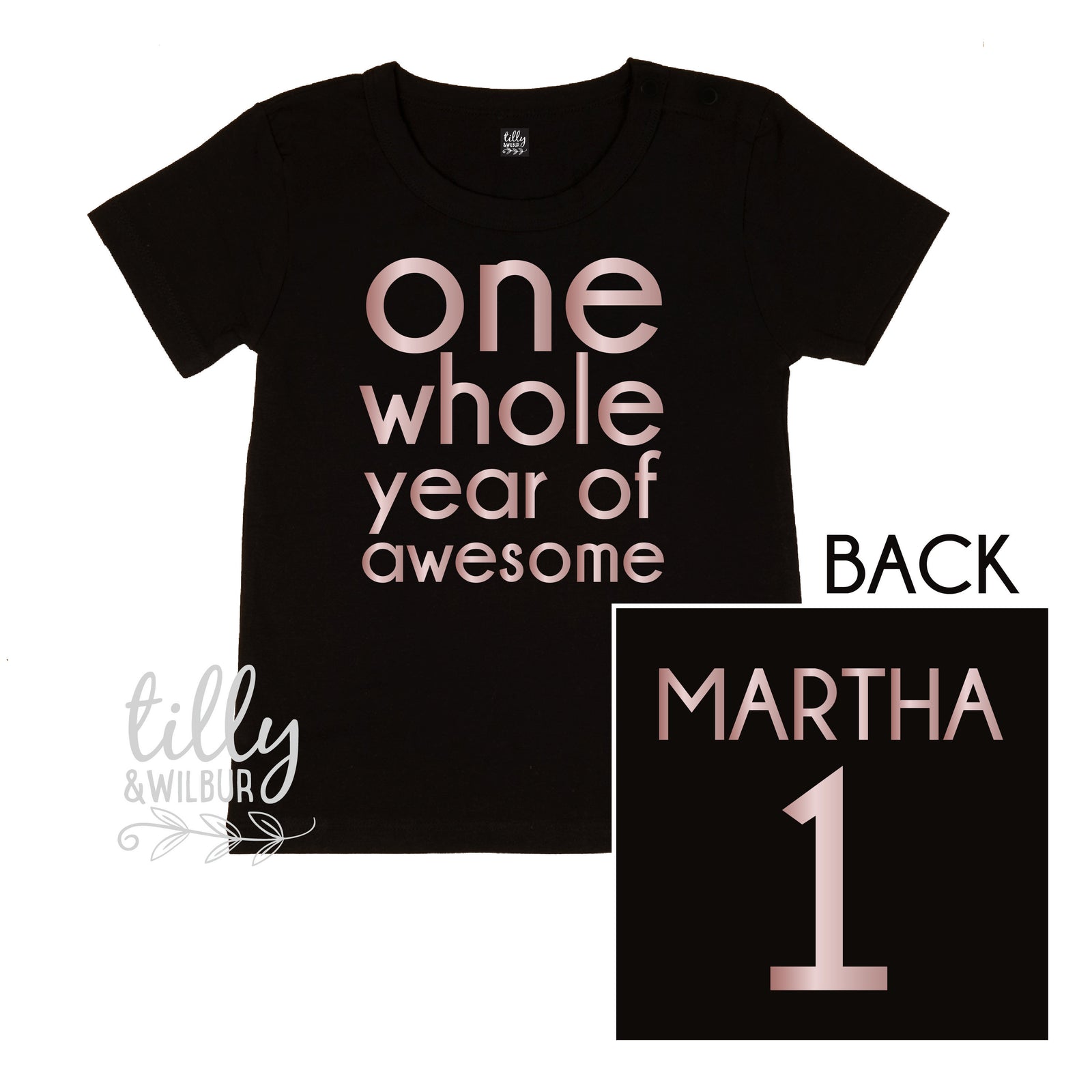 One Whole Year Of Awesome Girls 1st Birthday T-Shirt, 1st Birthday Gift, First Birthday Tee, Personalised Name On Back Of Shirt, Cake Smash