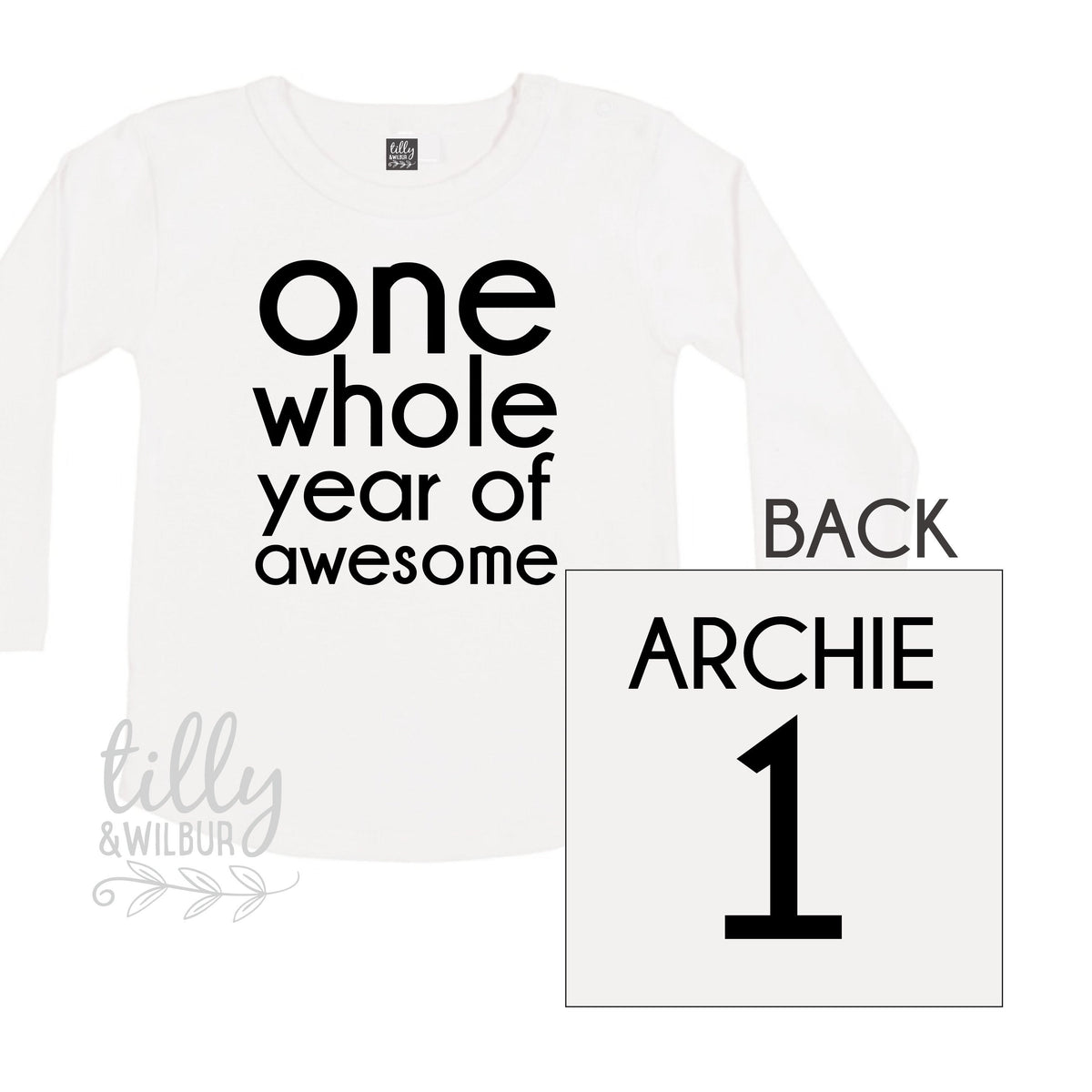 One Whole Year Of Awesome Boys 1st Birthday T-Shirt, 1st Birthday Gift, First Birthday Tee, Personalised Name On Back Of Shirt, Cake Smash