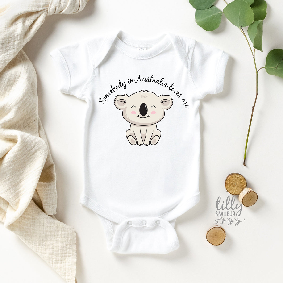 Somebody In Australia Loves Me, Australian Baby Gift, Australiana Gift, Koala Baby Gift, Aussie Overseas Gift, New Baby, Overseas Baby Gift