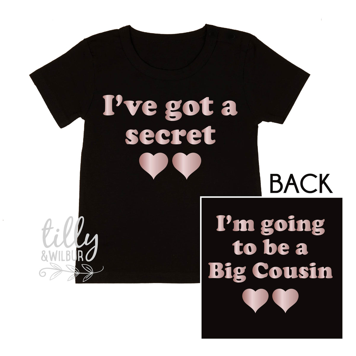 I've Got A Secret, I'm Going To Be A Big Cousin T-Shirt for Girls, Front And Back Design, Big Cousin Shirt, Pregnancy Announcement, Big Cuz