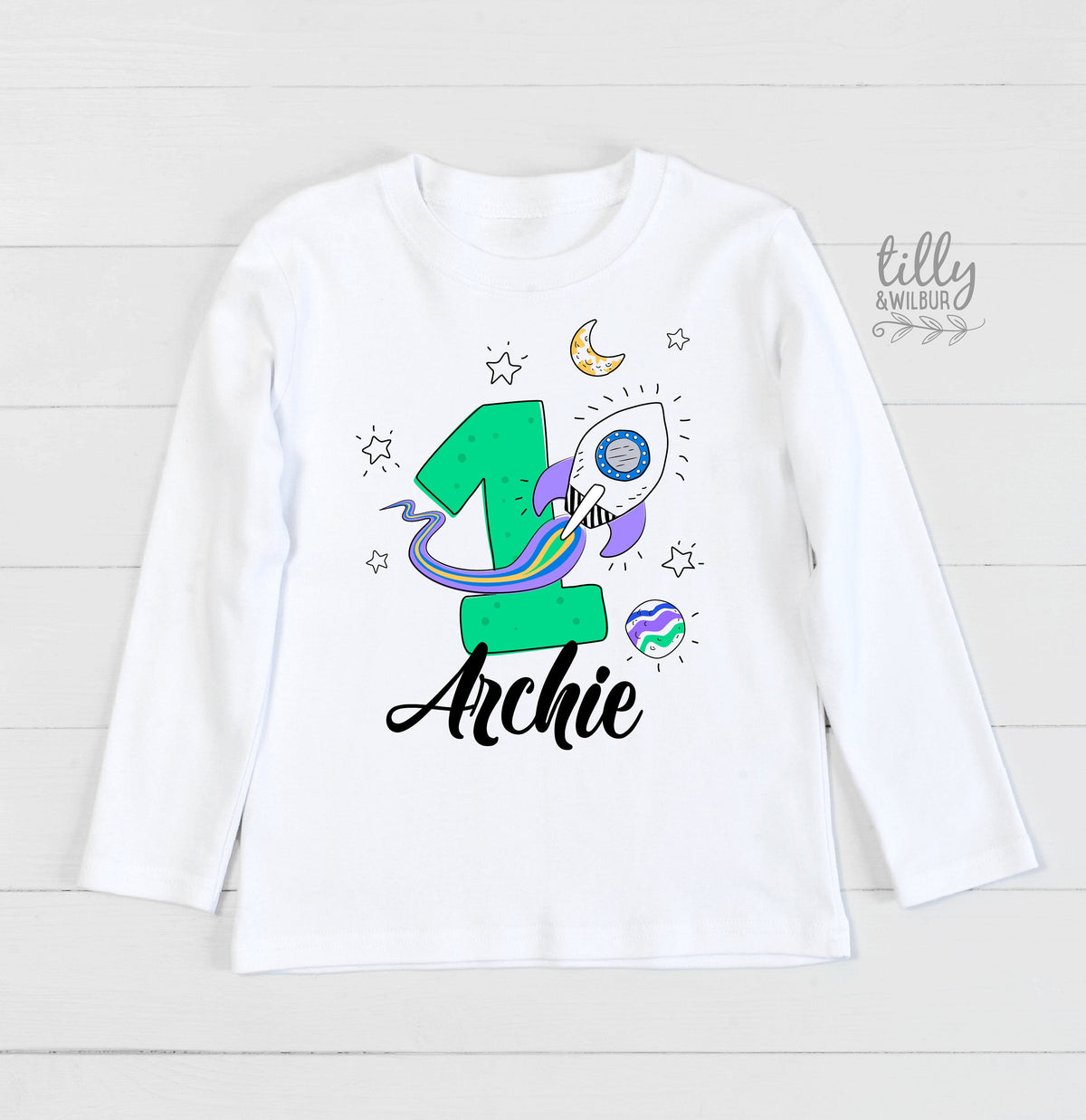 First Birthday Space T-Shirt, 1st Birthday Gift, First Birthday Gift, Personalised First Birthday T-Shirt, Spaceship Theme Cake Smash Tee