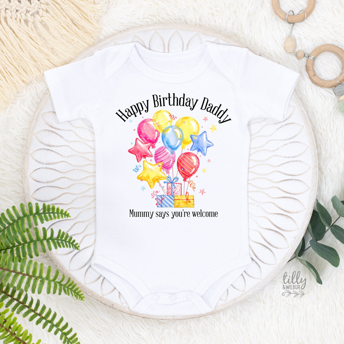 Happy Birthday Daddy Mummy Says You're Welcome Onesies®, Happy Birthday Daddy Bodysuit, Daddy Birthday Gift, Funny Daddy Onesies®, Dad Gift