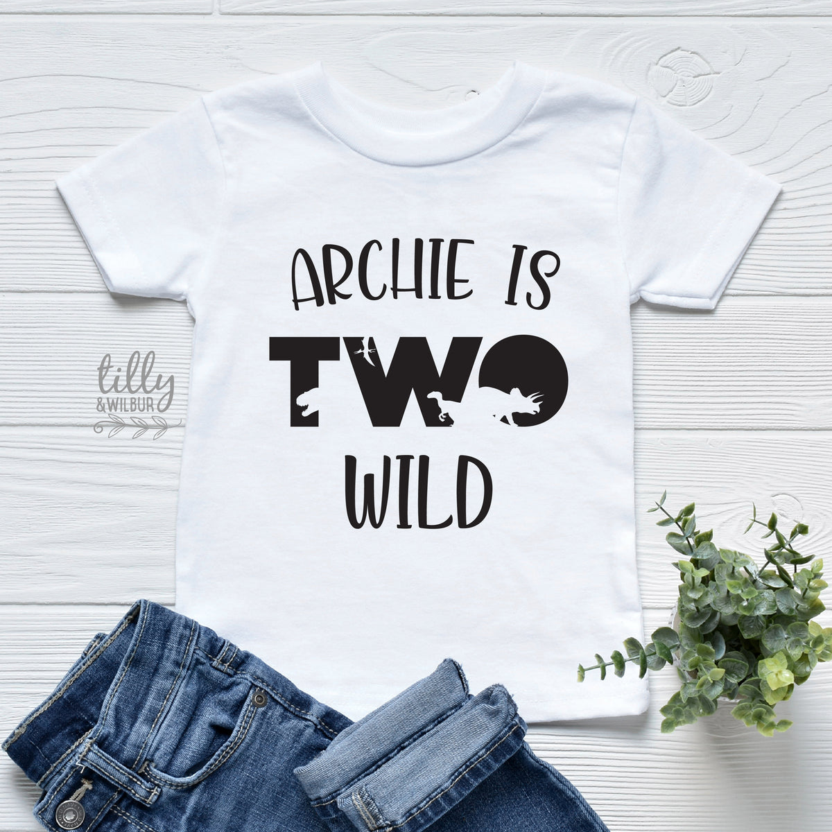 Two Wild Birthday T-Shirt, Personalised Dinosaur 2nd Birthday T-Shirt, 2nd Birthday Dinosaur T-Shirt, 2nd Birthday Gift, Dino Birthday Shirt