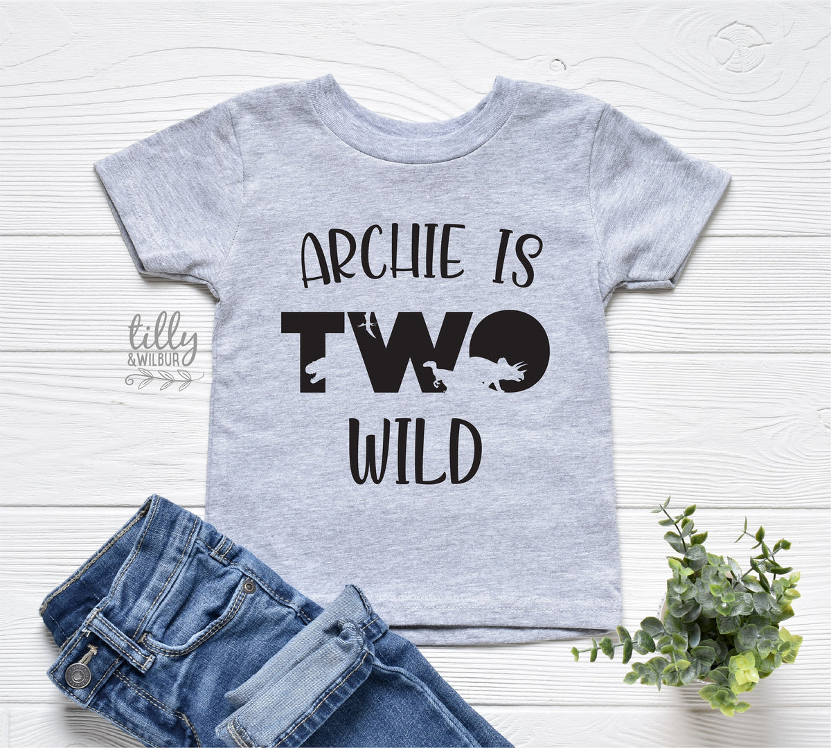 Two Wild Birthday T-Shirt, Personalised Dinosaur 2nd Birthday T-Shirt, 2nd Birthday Dinosaur T-Shirt, 2nd Birthday Gift, Dino Birthday Shirt