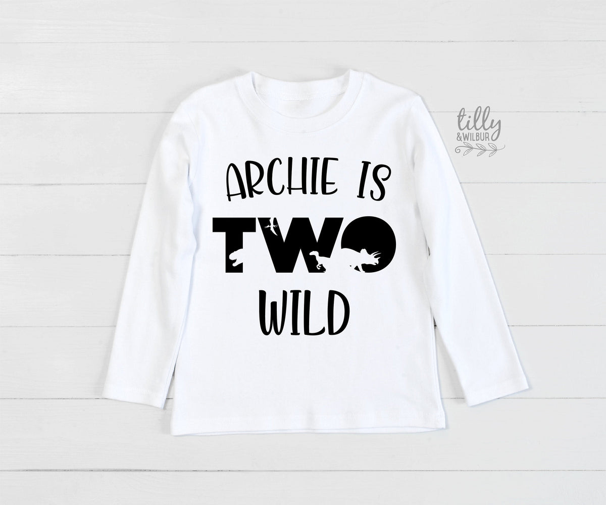 Two Wild Birthday T-Shirt, Personalised Dinosaur 2nd Birthday T-Shirt, 2nd Birthday Dinosaur T-Shirt, 2nd Birthday Gift, Dino Birthday Shirt