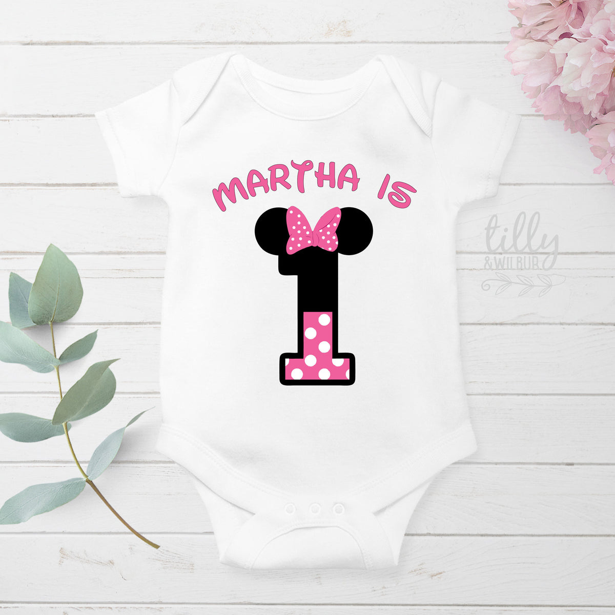 1st Birthday Onesies®, First Birthday Onesies®, Personalised 1st Birthday Onesies®, 1st Birthday Bodysuit, First Birthday Gift, Minnie Mouse