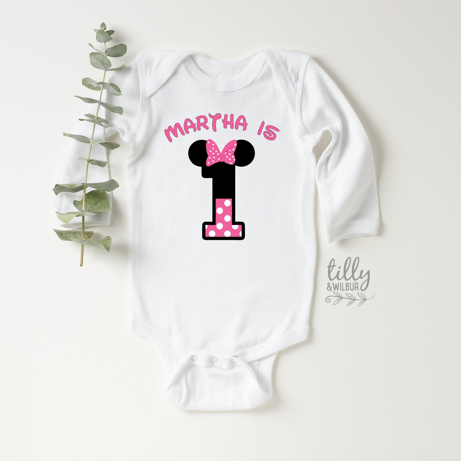 1st Birthday Onesies®, First Birthday Onesies®, Personalised 1st Birthday Onesies®, 1st Birthday Bodysuit, First Birthday Gift, Minnie Mouse