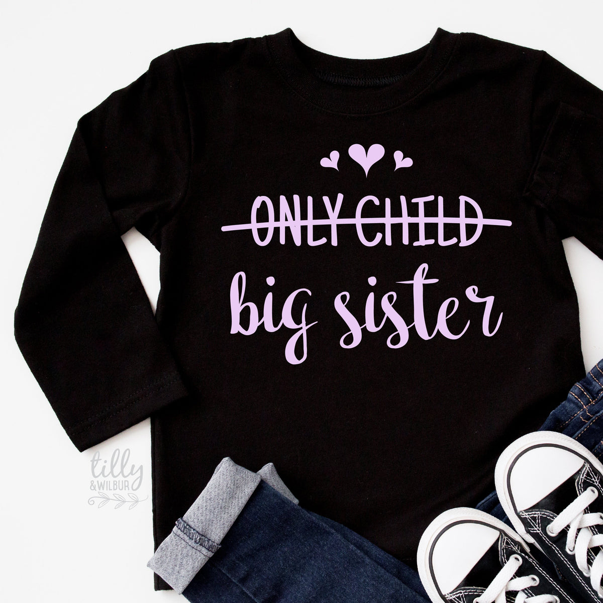 Only Child Big Sister T-Shirt, I'm Going To Be A Big Sister Shirt, Pregnancy Announcement T-Shirt, Big Sister Tee, Sister Shirt, Long Sleeve