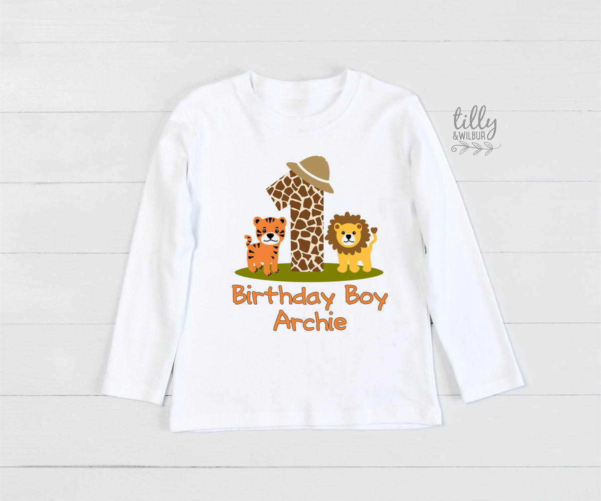 Safari Jungle 1st Birthday T-Shirt, Lion Tiger Jungle First Birthday, Boy Birthday TShirt, 1st Birthday T-Shirt, Personalised First Birthday