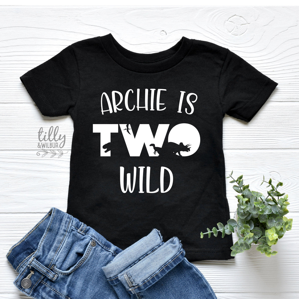 Two Wild Birthday T-Shirt, Personalised Dinosaur 2nd Birthday T-Shirt, 2nd Birthday Dinosaur T-Shirt, 2nd Birthday Gift, Dino Birthday Shirt