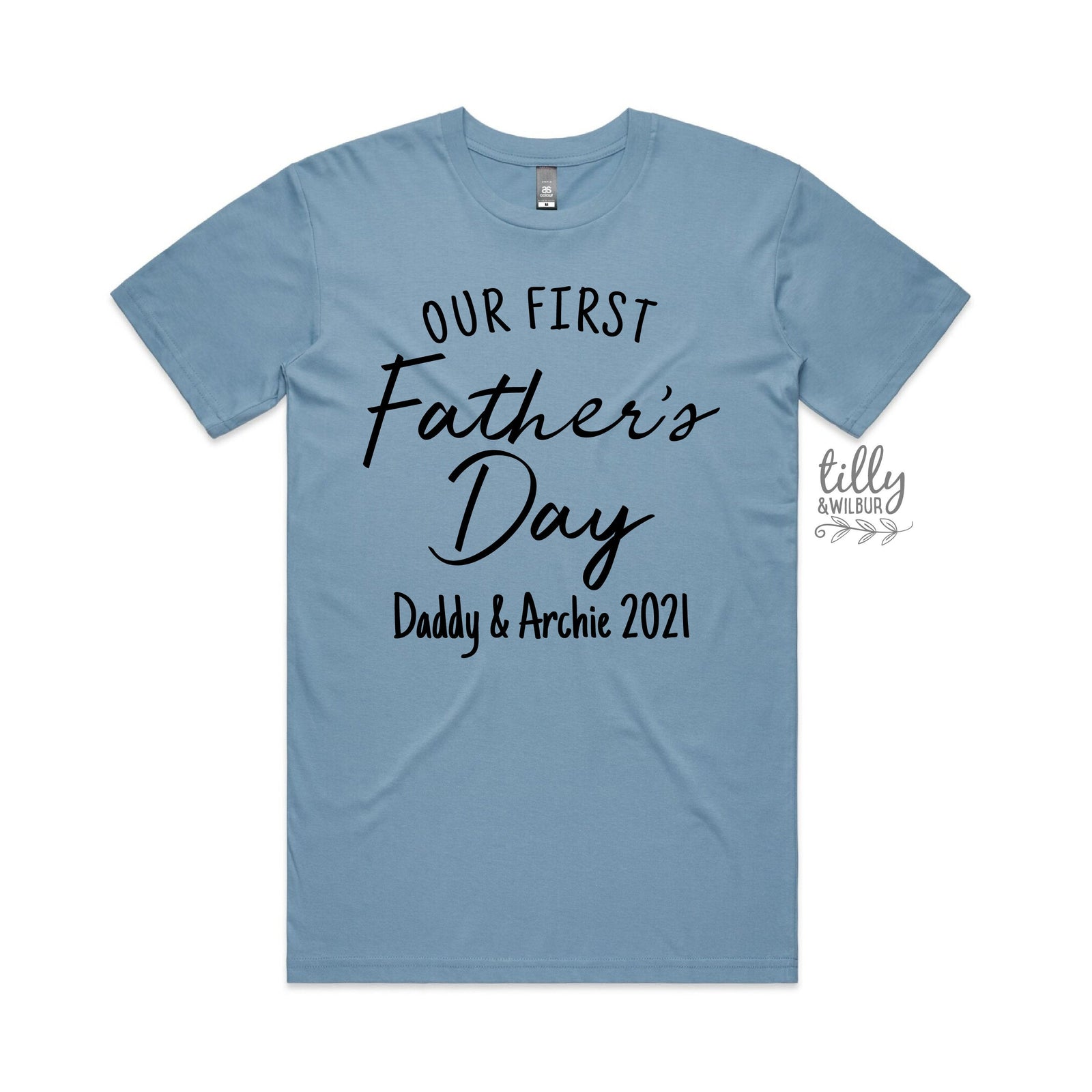 Our First Father's Day 2021 Men's T-Shirt With Names, I Love You Daddy Happy 1st Father's Day, Fathers Day Gift, First Fathers Day Dad Gift