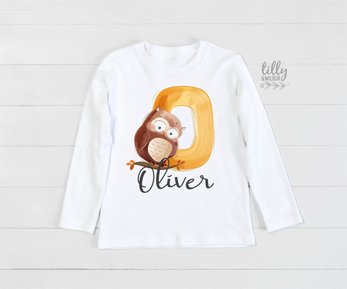 O Is For Owl T-Shirt, Personalised T-Shirt, Personalised Child's T-Shirt, Personalised Gift, Personalised Name, Birthday Gift, Christmas Tee