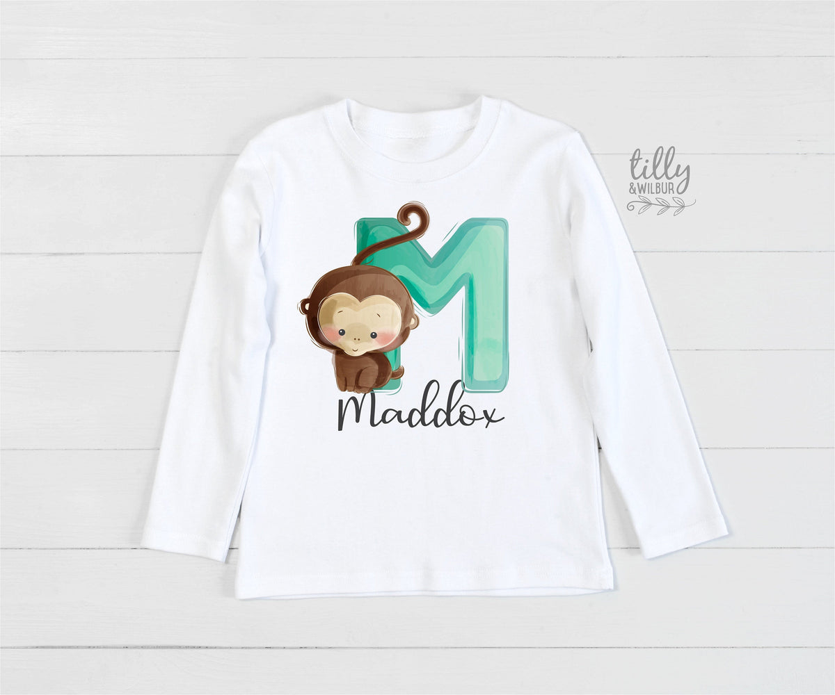 M Is For Monkey T-Shirt, Personalised Shirt, Personalised Child's TShirt, Personalised Gift, Personalised Name, Birthday Gift, Christmas Tee