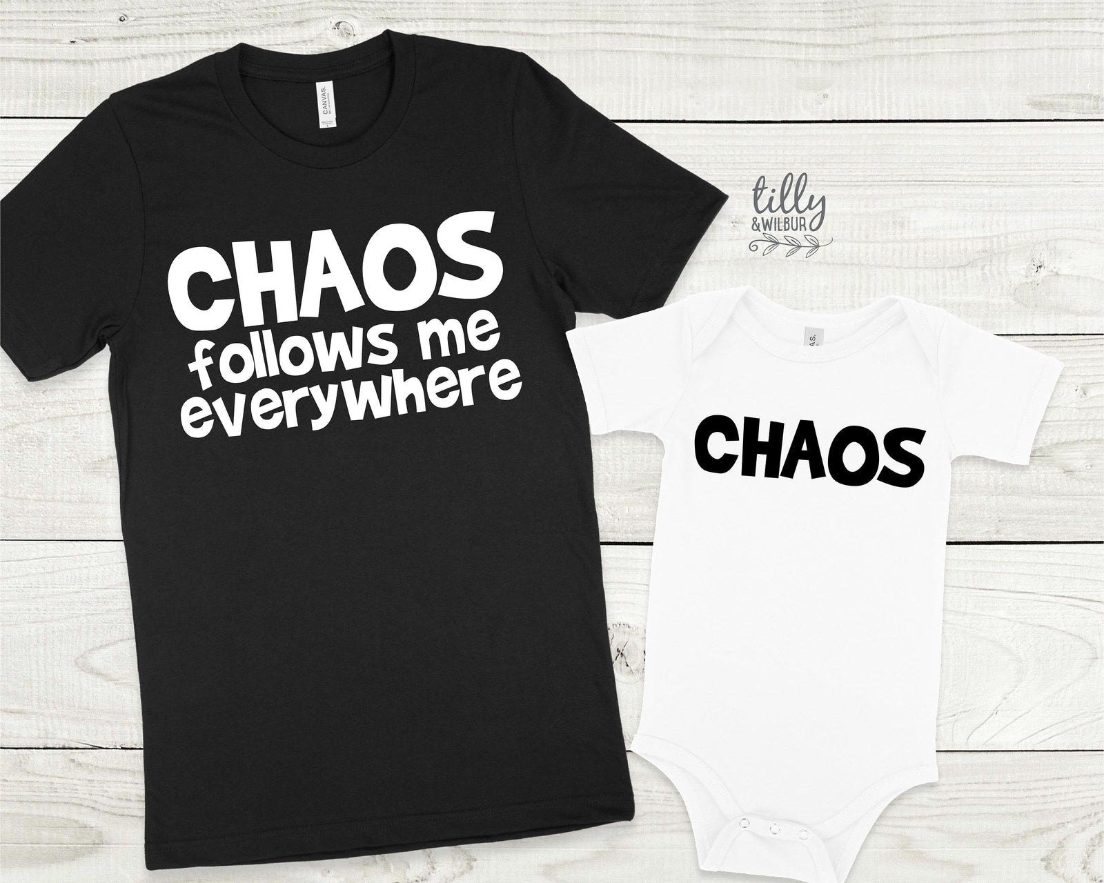 Chaos Follows Me Everywhere Matching Family T-Shirts, Daddy And Daughter, Father Son, Matching Dad Baby, Daddy Daughter, Father's Day Gift