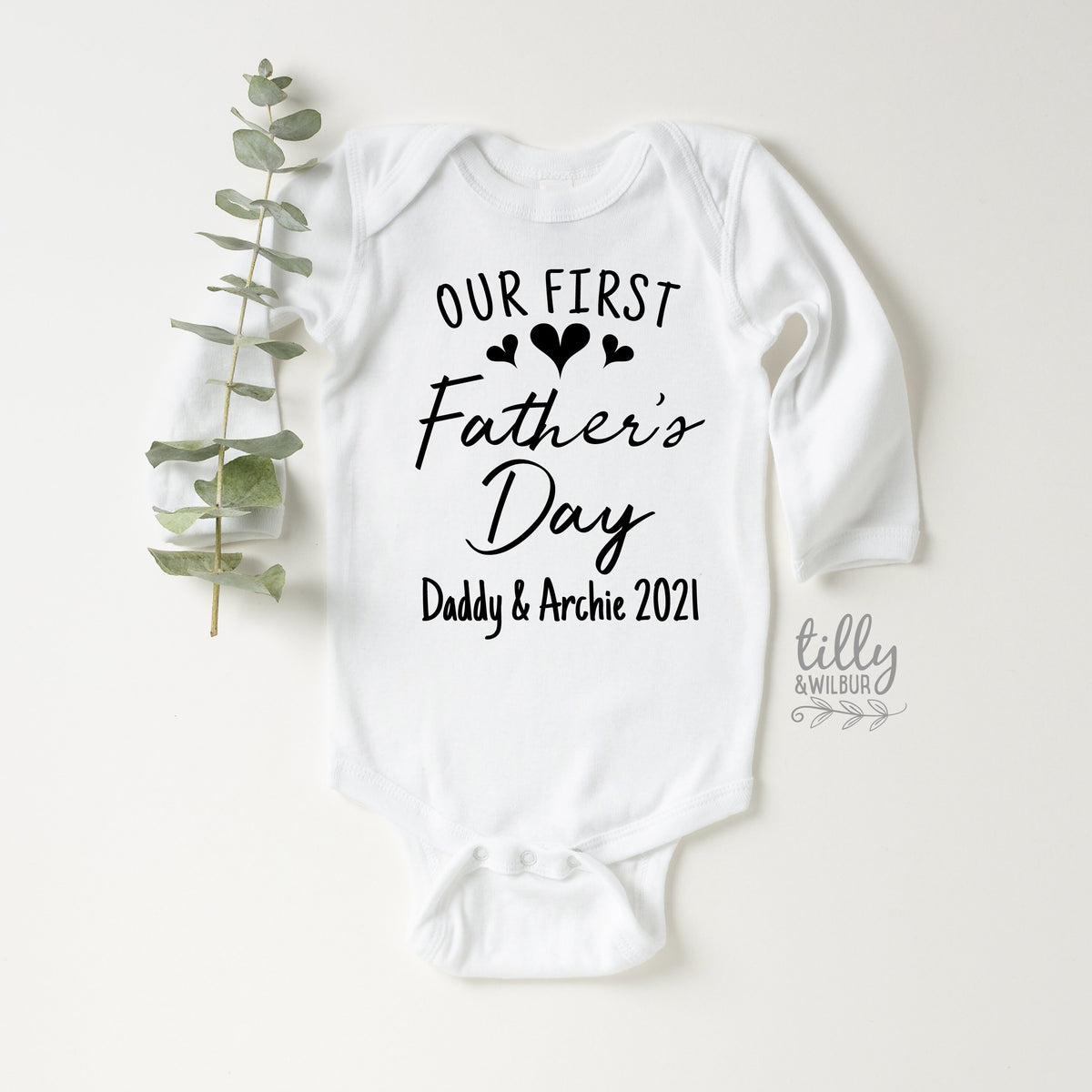 Our First Father's Day 2021 Baby Bodysuit With Names, I Love You Daddy Happy 1st Father's Day, Fathers Day Baby, First Fathers Day Baby Gift