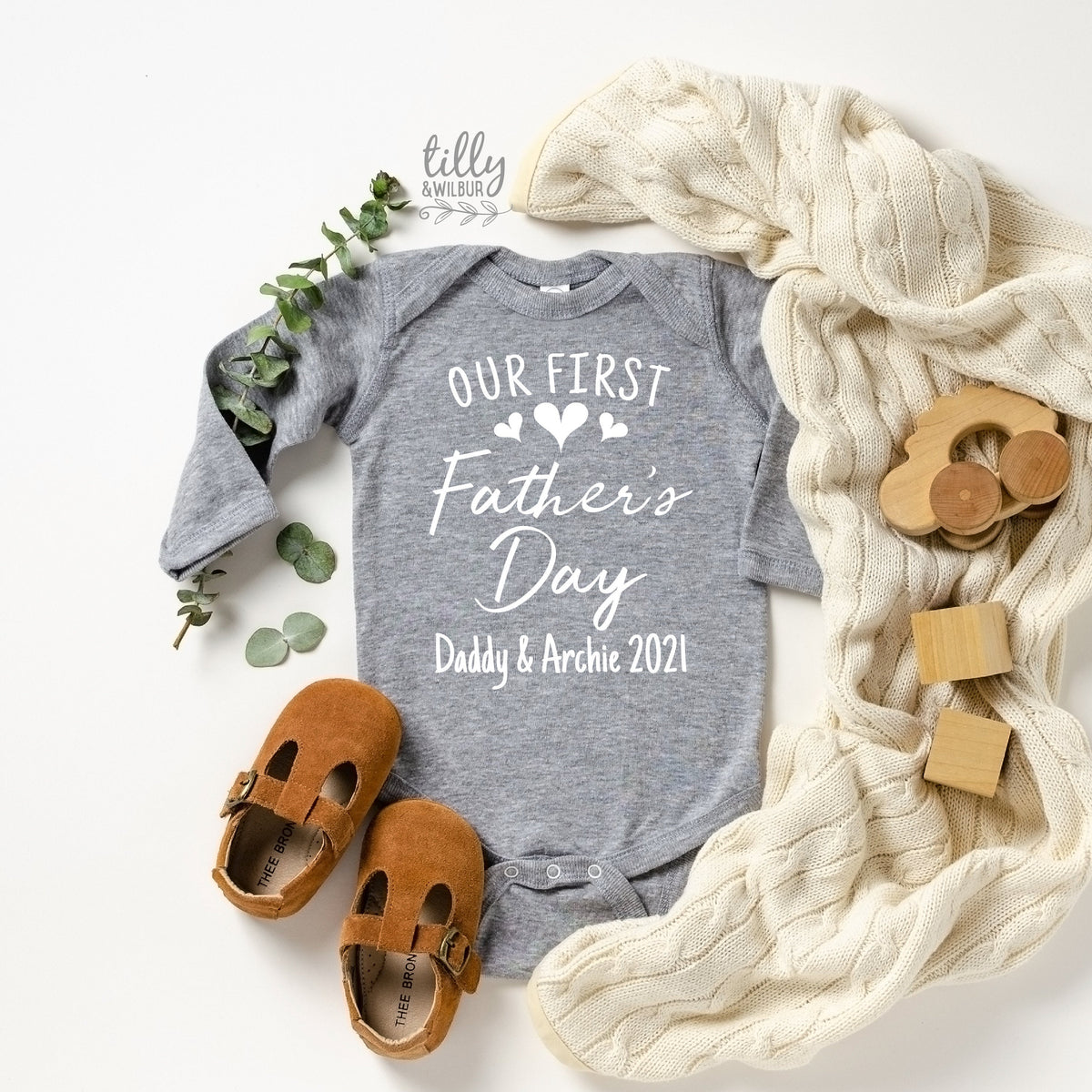 Our First Father's Day 2021 Baby Bodysuit With Names, I Love You Daddy Happy 1st Father's Day, Fathers Day Baby, First Fathers Day Baby Gift