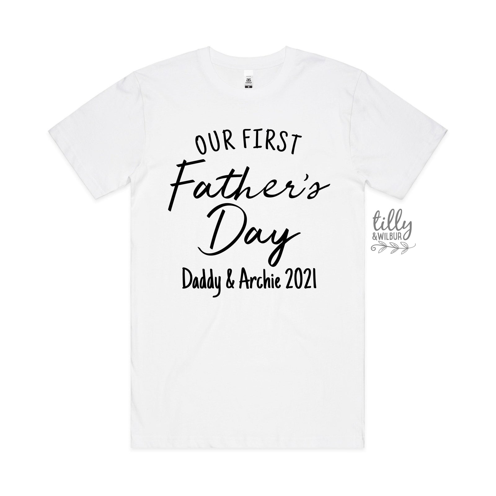 Our First Father's Day 2021 Men's T-Shirt With Names, I Love You Daddy Happy 1st Father's Day, Fathers Day Gift, First Fathers Day Dad Gift