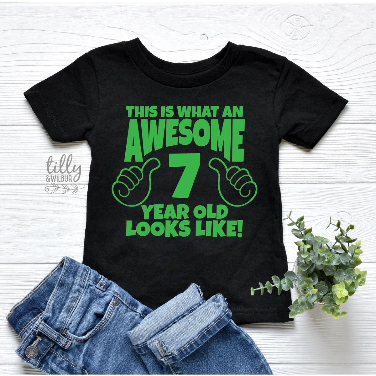 This Is What An Awesome & Year Old Looks Like T-Shirt, Boys 7th Birthday T-Shirt, 7th Birthday Gift, Seventh Birthday T-Shirt, Seven T-Shirt
