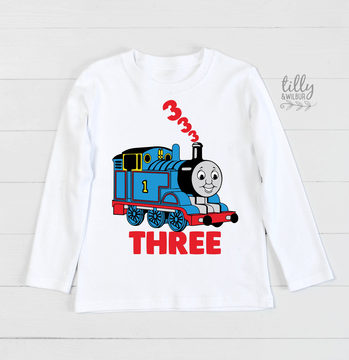 Thomas The Tank Engine Birthday T-Shirt, Third Birthday T-Shirt, Third Birthday Gift, 3rd Birthday Present, 3rd Birthday Outfit, Thomas Tee