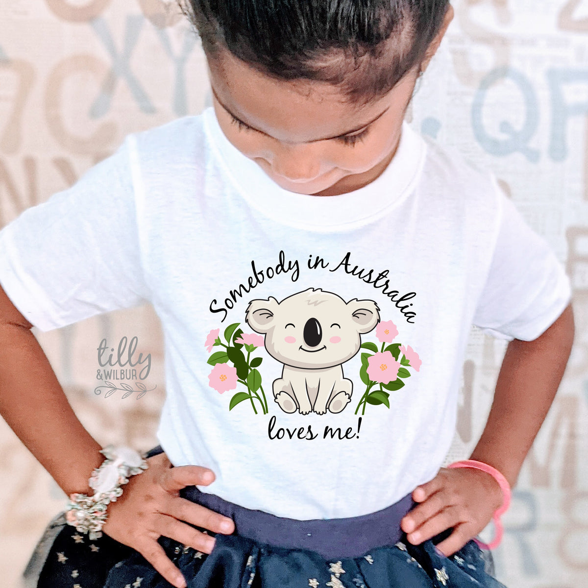 Somebody In Australia Loves Me, Australian Gift For Kids, Australiana Gift, Koala Gift, Aussie Overseas Gift, Koala T-Shirt, Aussie T-Shirt