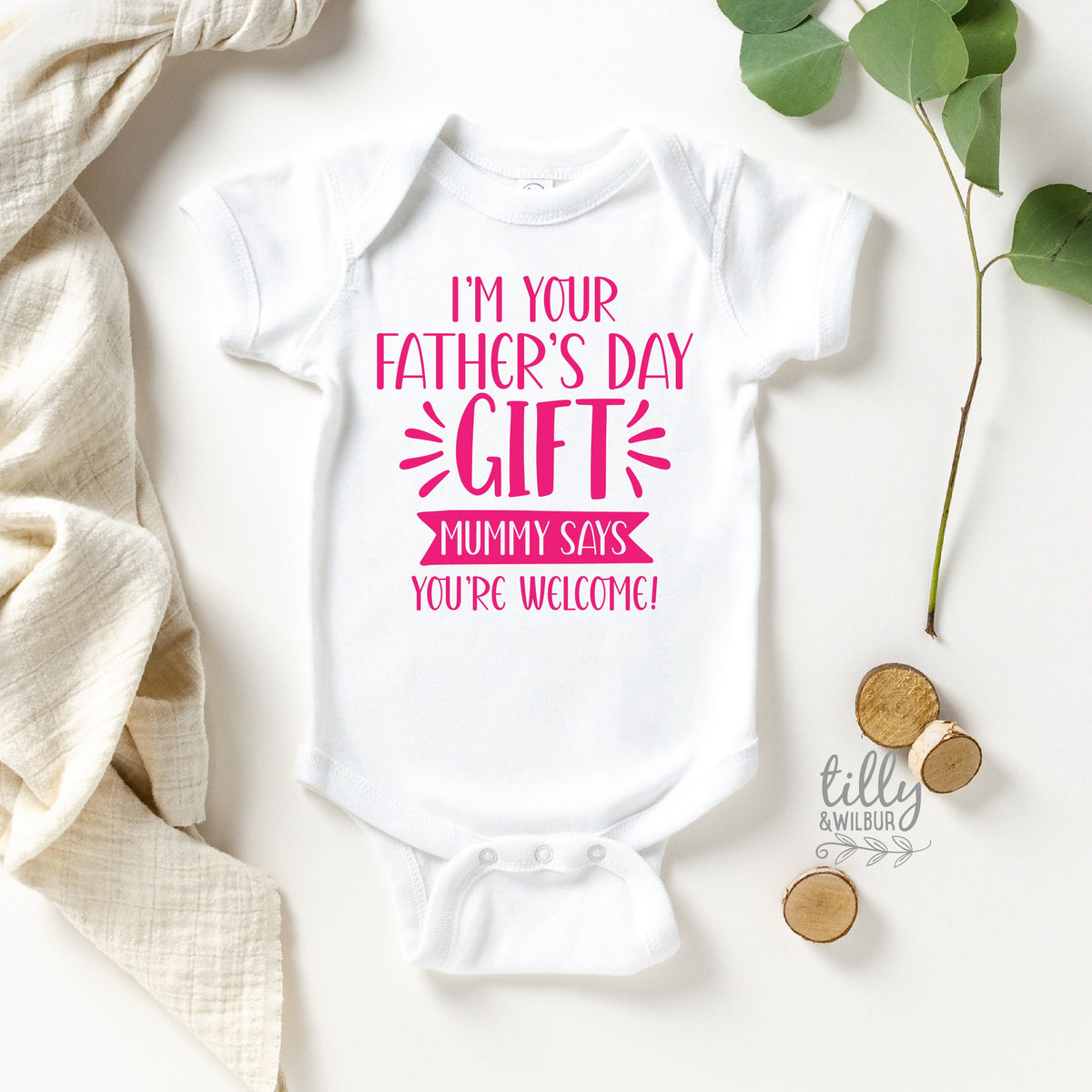 I'm Your Father's Day Gift Mummy Says You're Welcome Bodysuit, First Father's Day Onesie, I Love You Daddy Happy 1st Father's Day Onesie