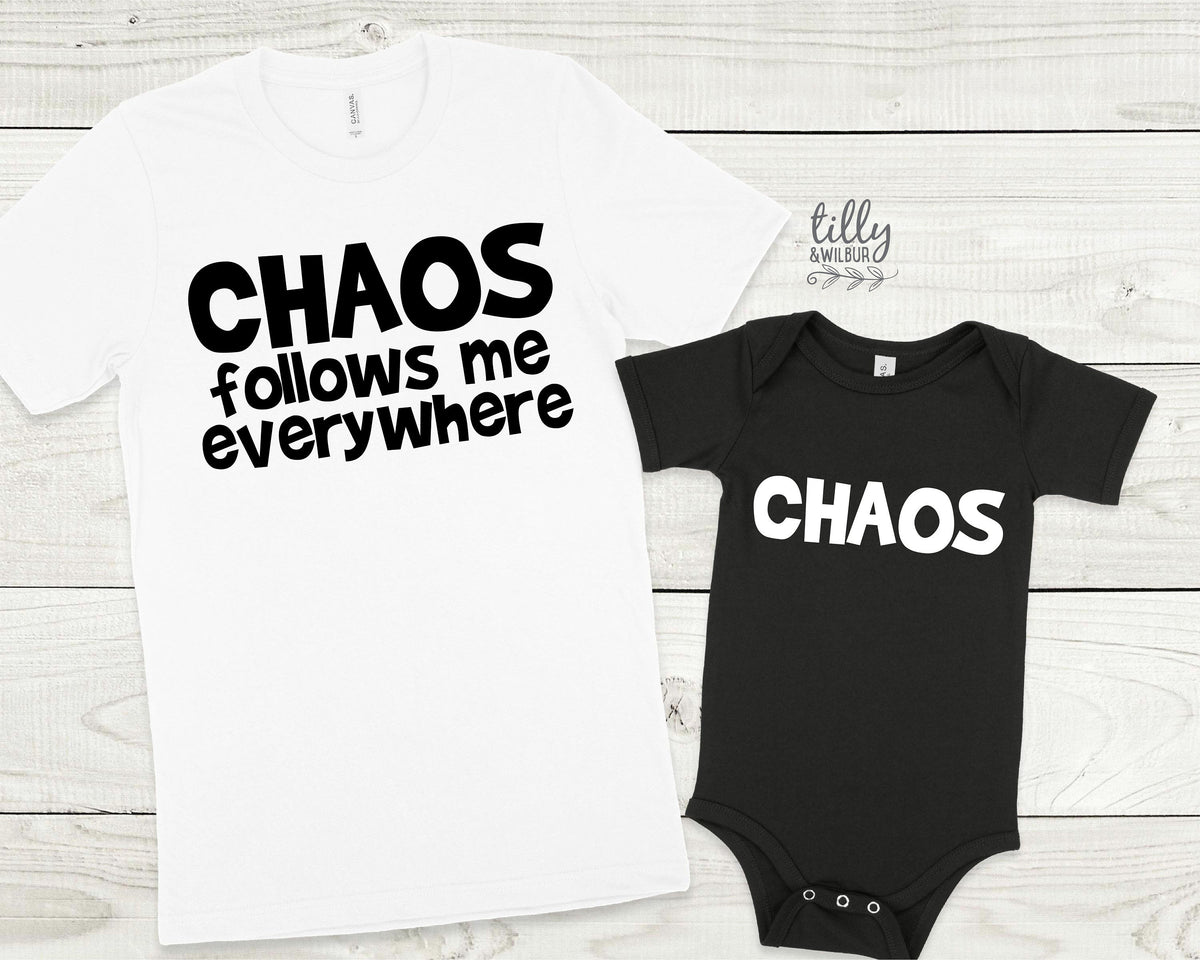 Chaos Follows Me Everywhere Matching Family T-Shirts, Daddy And Daughter, Father Son, Matching Dad Baby, Daddy Daughter, Father's Day Gift