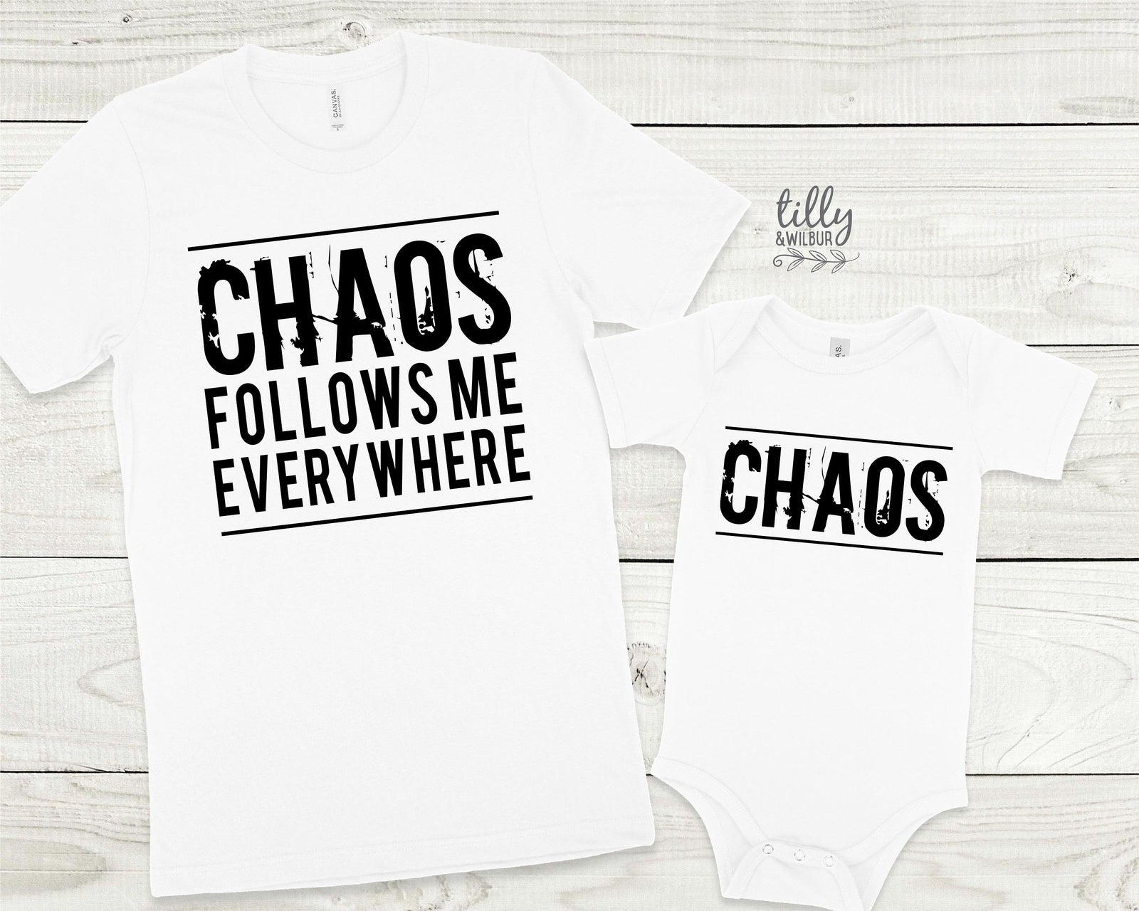 Chaos Follows Me Everywhere Matching Family T-Shirts, Father Son, Daddy Daughter, Funny Matching Dad Baby, Daddy Daughter, Father's Day Gift