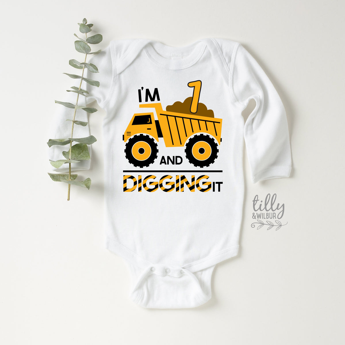 I'm One And Digging It Bodysuit, I'm One And Digging It Onesie, I Dig Being One, 1st Birthday Outfit, First Birthday, Construction Theme