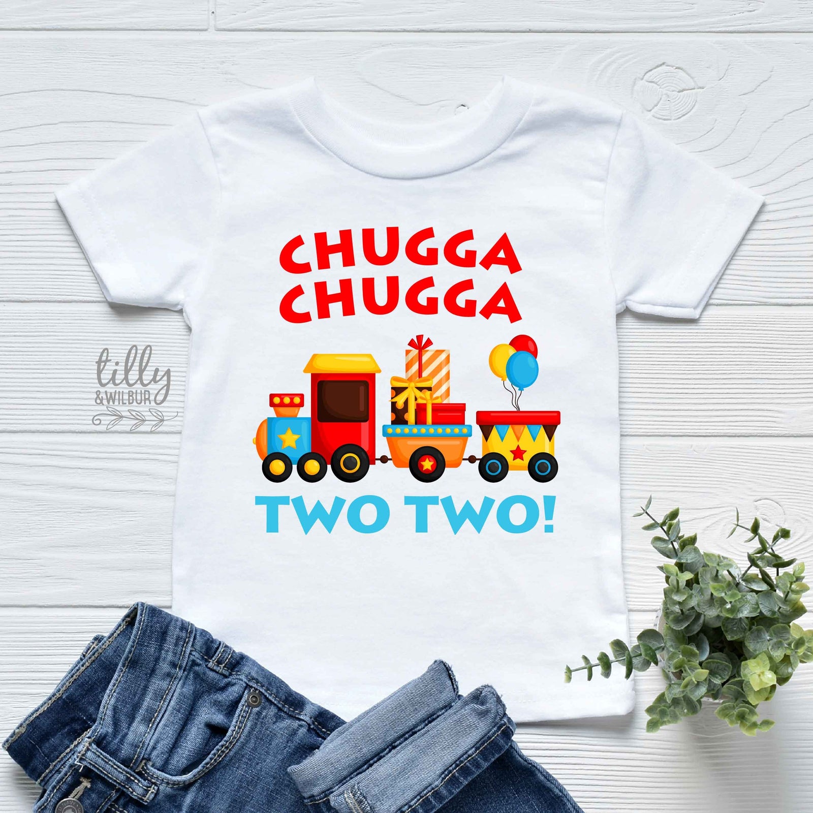 Chugga Chugga Two Two T-Shirt, 2nd Birthday T-Shirt, 2nd Second Birthday Tee, Two Birthday Gift, Boys 2nd Birthday, Boys Birthday T-Shirt