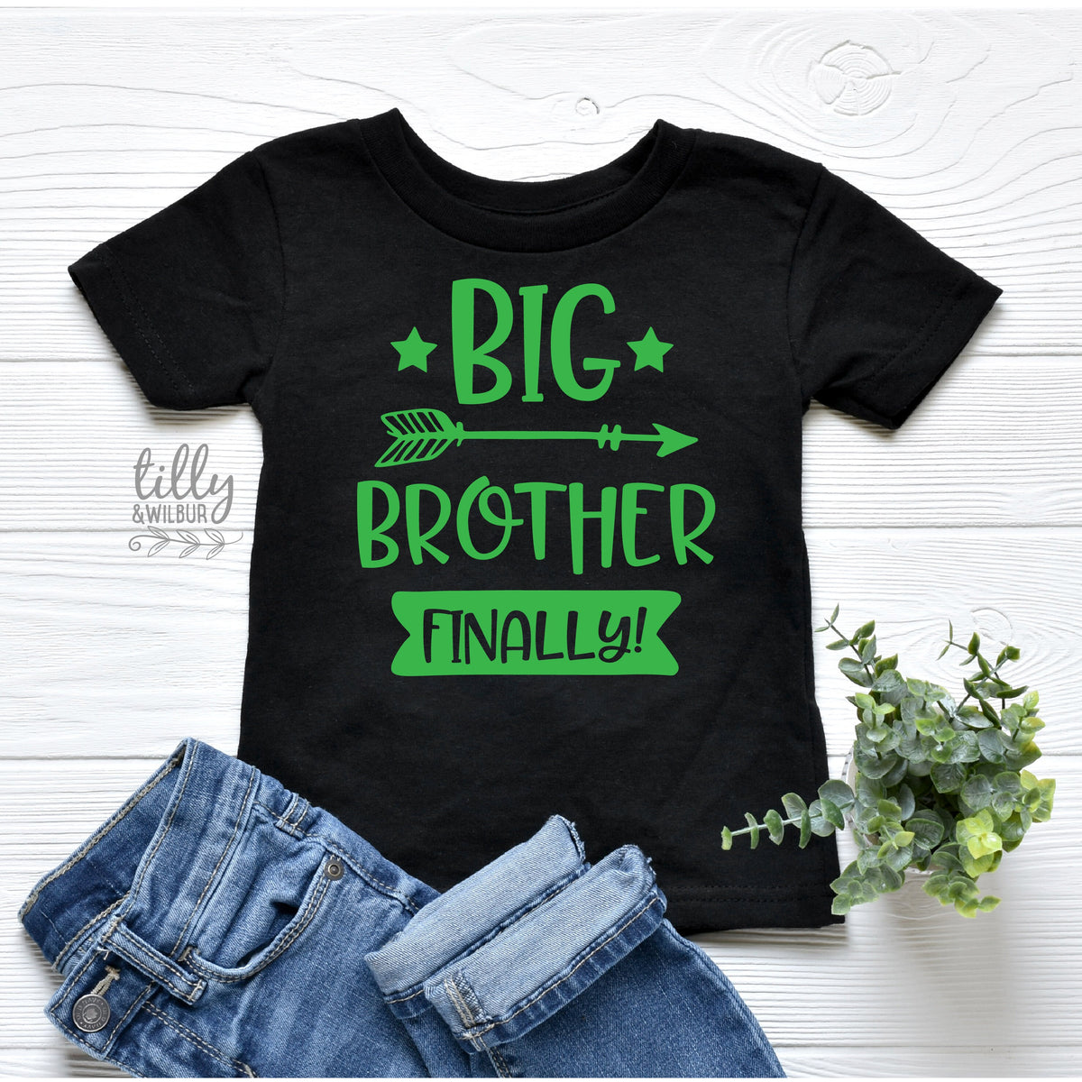 Big Brother Finally, Promoted To Big Brother T-Shirt For Boys, Personalised Due Date, I'm Going To Be A Big Brother, Pregnancy Announcement