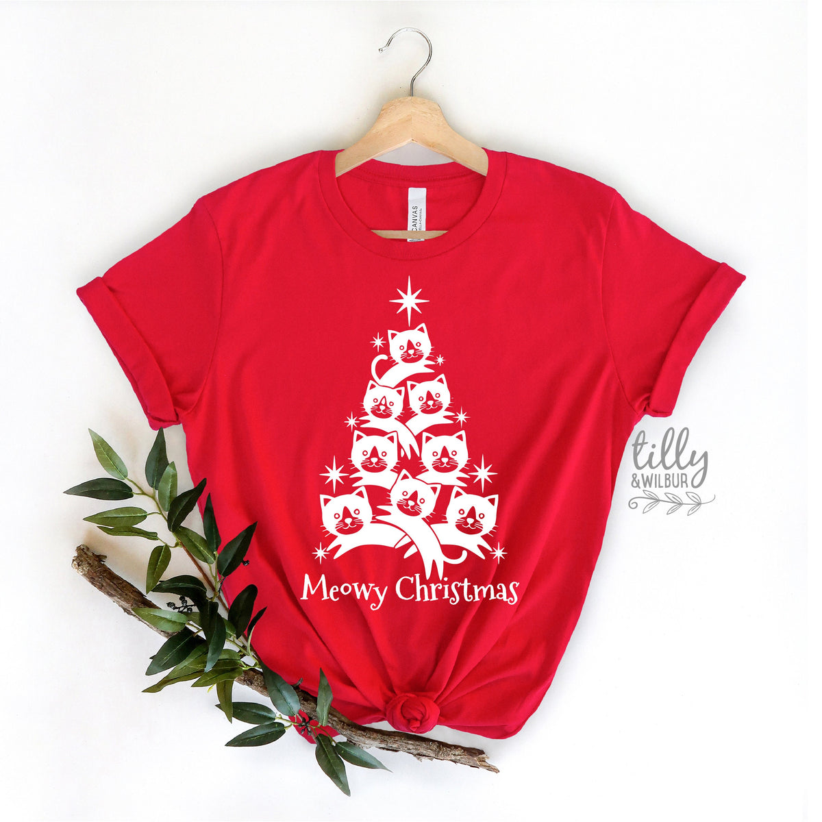 Meowy Christmas T-Shirt, Cat T-Shirt, Christmas Cat T-Shirt. Cat Christmas T-Shirt, Women's Cat T-Shirt, Cat Lovers T-Shirt, Cat Lovers Gift