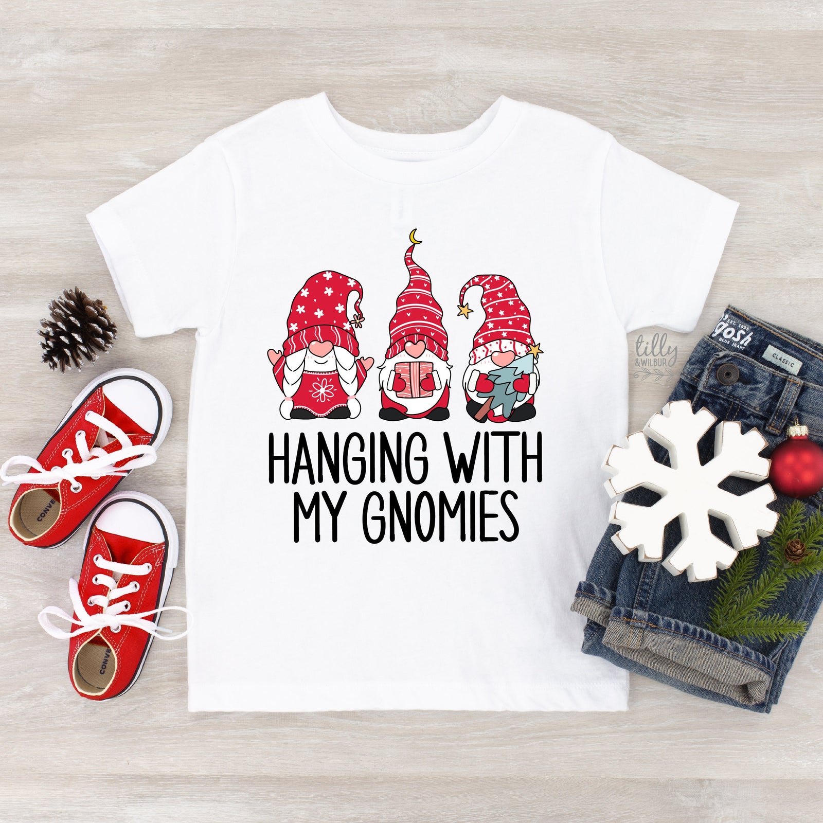 Hanging With My Gnomies Christmas T-Shirt, Gnome T-Shirt, Christmas Gift, Christmas Gnome T-Shirt, Christmas T-Shirt, Kid's Christmas Gift