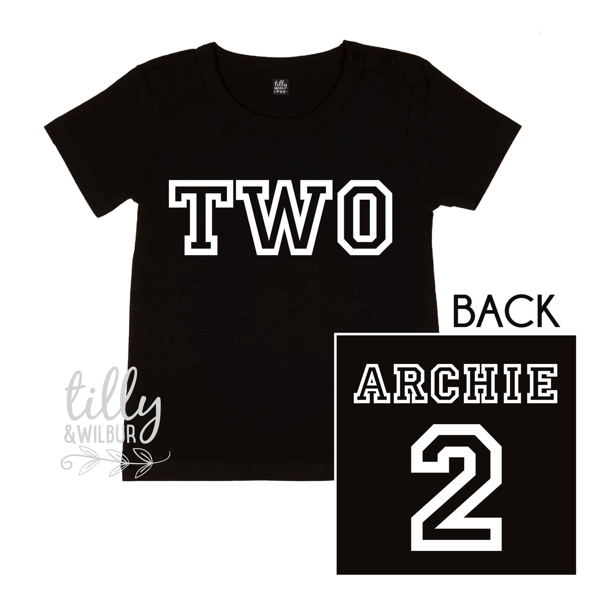 Two Personalised Boys 2nd Birthday T-Shirt, 2nd Birthday Gift, 2 Today Birthday Tee, Name And Number 2 On Back Of Shirt, Cake Smash Outfit,