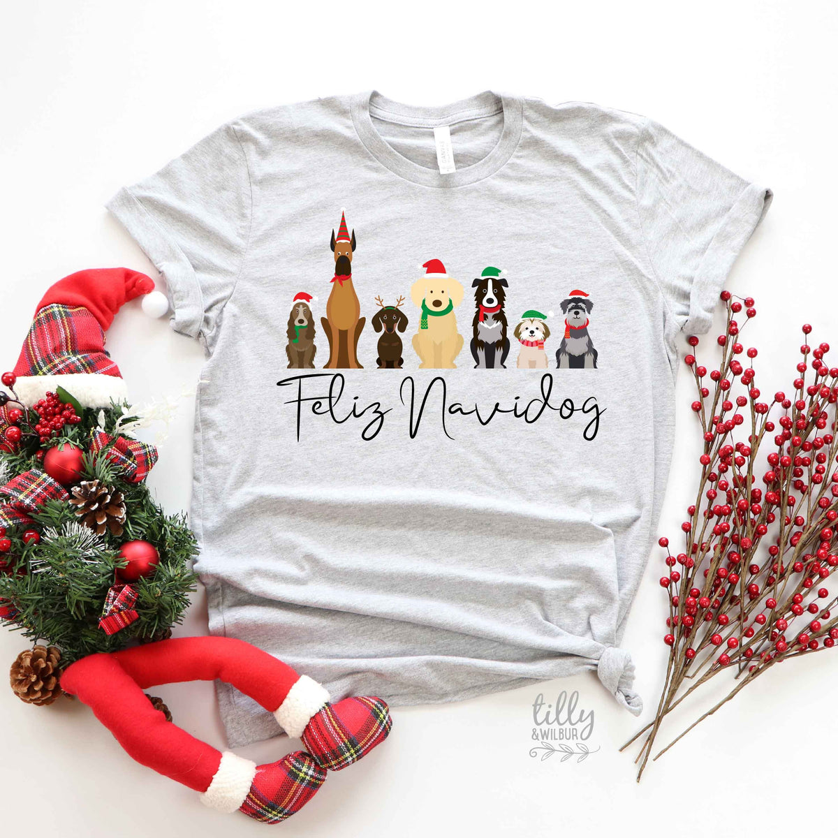 Feliz Navidog Christmas T-Shirt, Dog T-Shirt, Christmas Dog T-Shirt, Dog Christmas T-Shirt, Women's Dog T-Shirt, Dog Lovers T-Shirt, Spain
