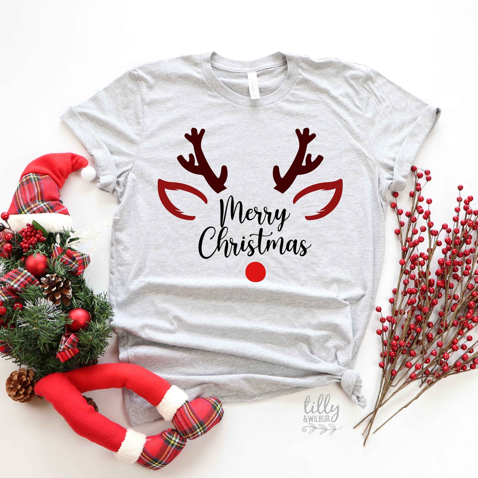 Reindeer Christmas T-Shirt, Matching Family Garments Available, Christmas Shirts, Matching Rudolph T-Shirts, Matching Christmas Family Tees