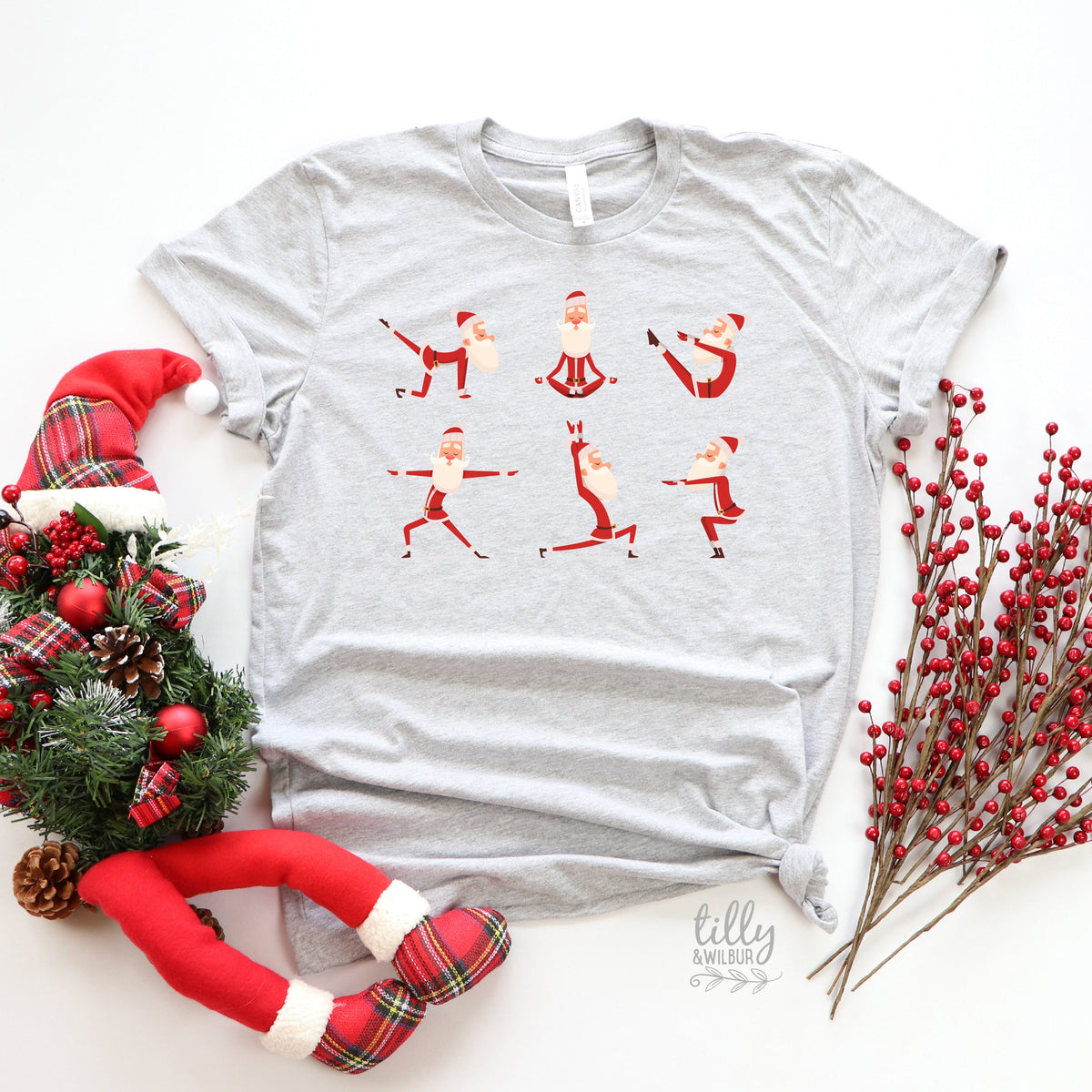Yoga Santa T-Shirts Originally Designed by Tilly&Wilbur, Funny Family Christmas T-Shirts, Matching Yoga Santa T-Shirts, Yoga Christmas Gift