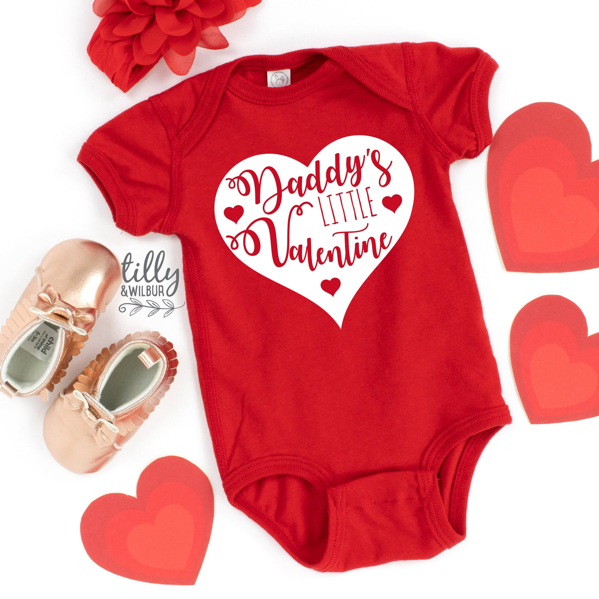 Daddy's Little Valentine Baby Bodysuit, Valentine's Day Unisex Baby Outfit, My 1st Valentine's Day, First Valentine's Day Gift, Valentine's