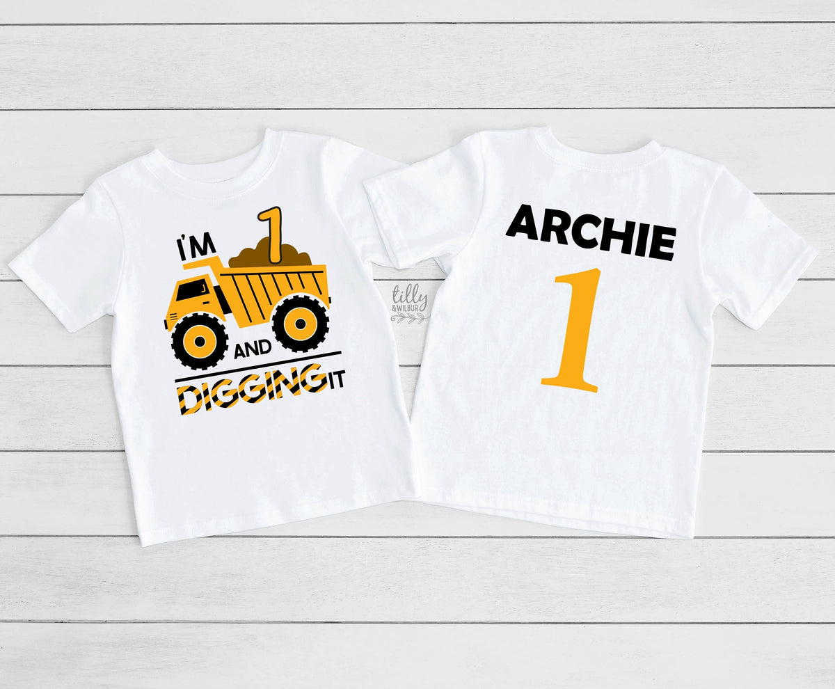 I'm 1 And Digging It, First Birthday Construction Theme T-Shirt, 1st Birthday Construction Shirt, 1st Birthday T-Shirt, 1st Birthday Gift