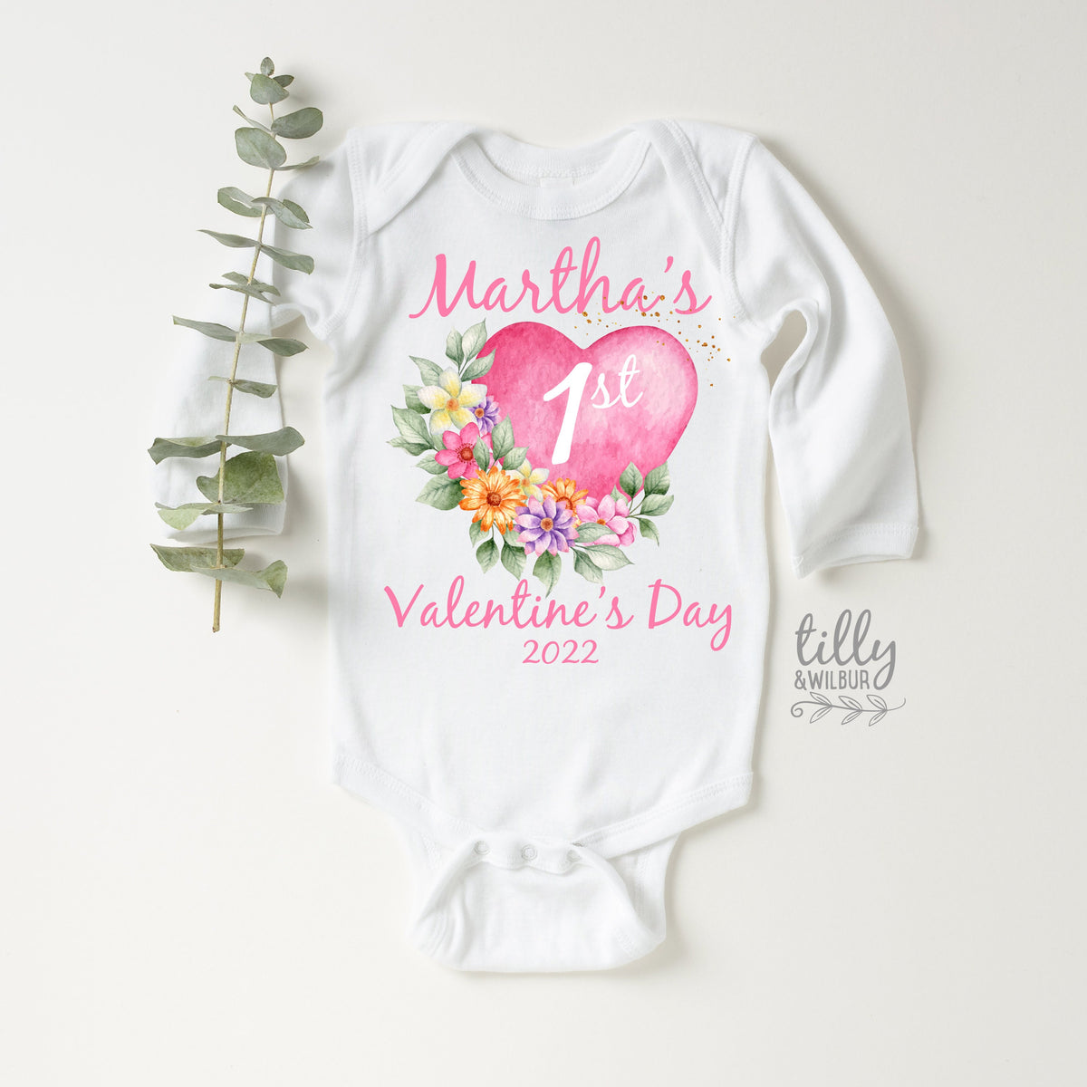 Personalised First Valentine's Day Bodysuit, 1st Valentine's Day Onesie, 1st Valentine's Day, My 1st Valentines Day, Baby Girl Valentine