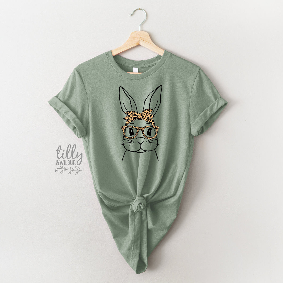 Easter T-Shirt For Women, Leopard Print Bunny Rabbit Print, Easter Bunny Shirt, Easter Egg Hunt, Easter Gift, Women's Easter T-Shirt Gift