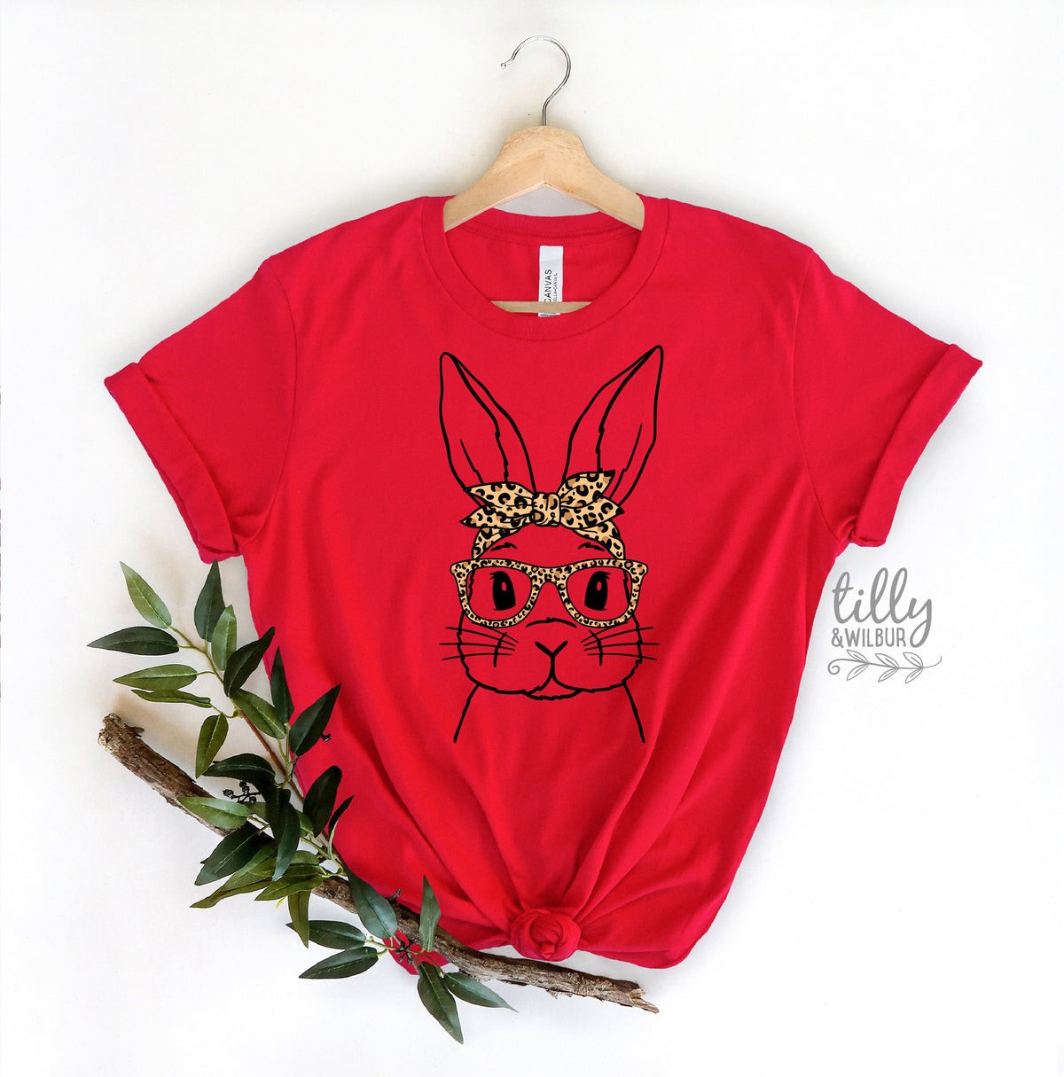 Easter T-Shirt For Women, Leopard Print Bunny Rabbit Print, Easter Bunny Shirt, Easter Egg Hunt, Easter Gift, Women's Easter T-Shirt Gift