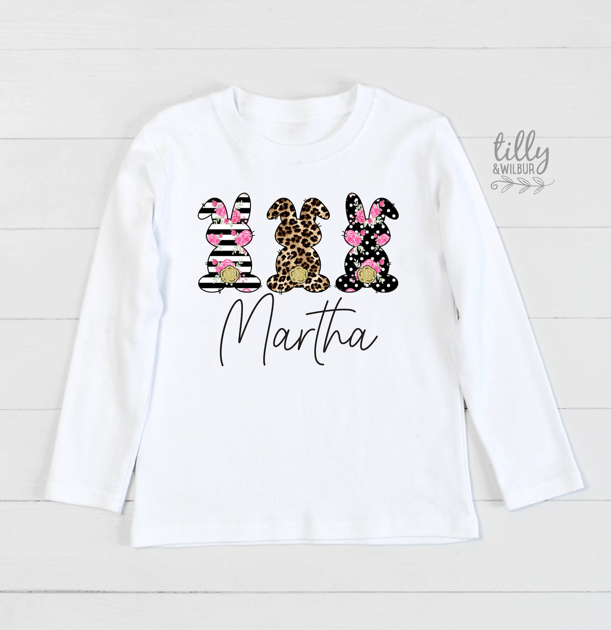 Easter T-Shirt For Girls, Personalised Girls Easter T-Shirt, Easter Bunny Shirt, Egg Hunt, Easter Gift, Girls Easter Gift, Leopard Print