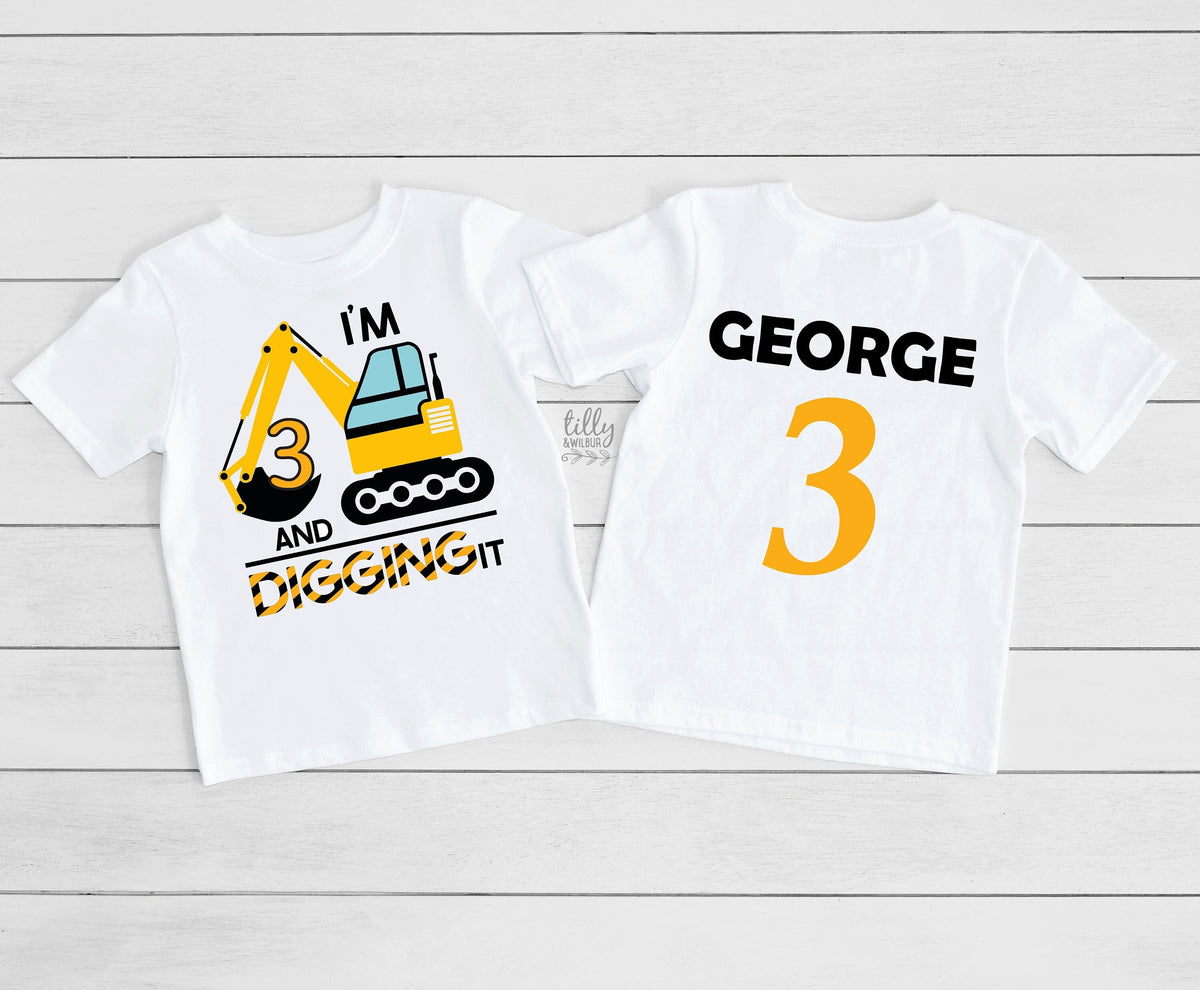 I'm 3 And Digging It, 3rd Birthday Construction Theme T-Shirt, 3rd Birthday Construction Shirt, 3rd Birthday T-Shirt, 1st Birthday Gift