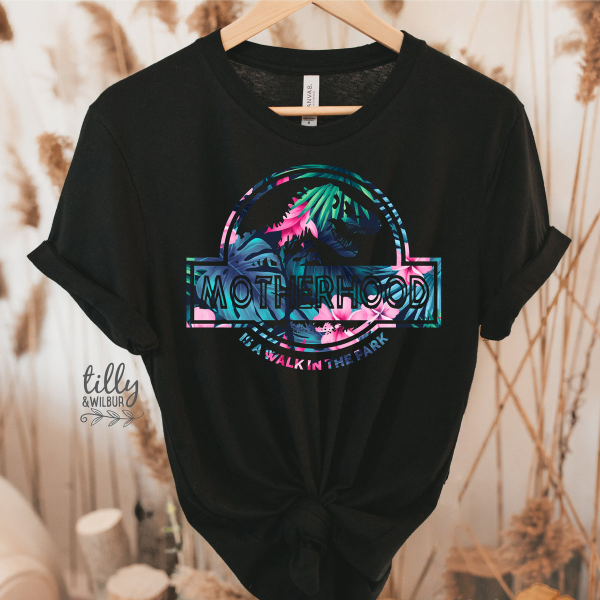 Motherhood Is A Walk In The Park Women's T-Shirt, Funny Mum Tee, Dinosaur Mum Shirt, Mother's Day Gift, Jurassic Park Mum Gift, Mamasaurus