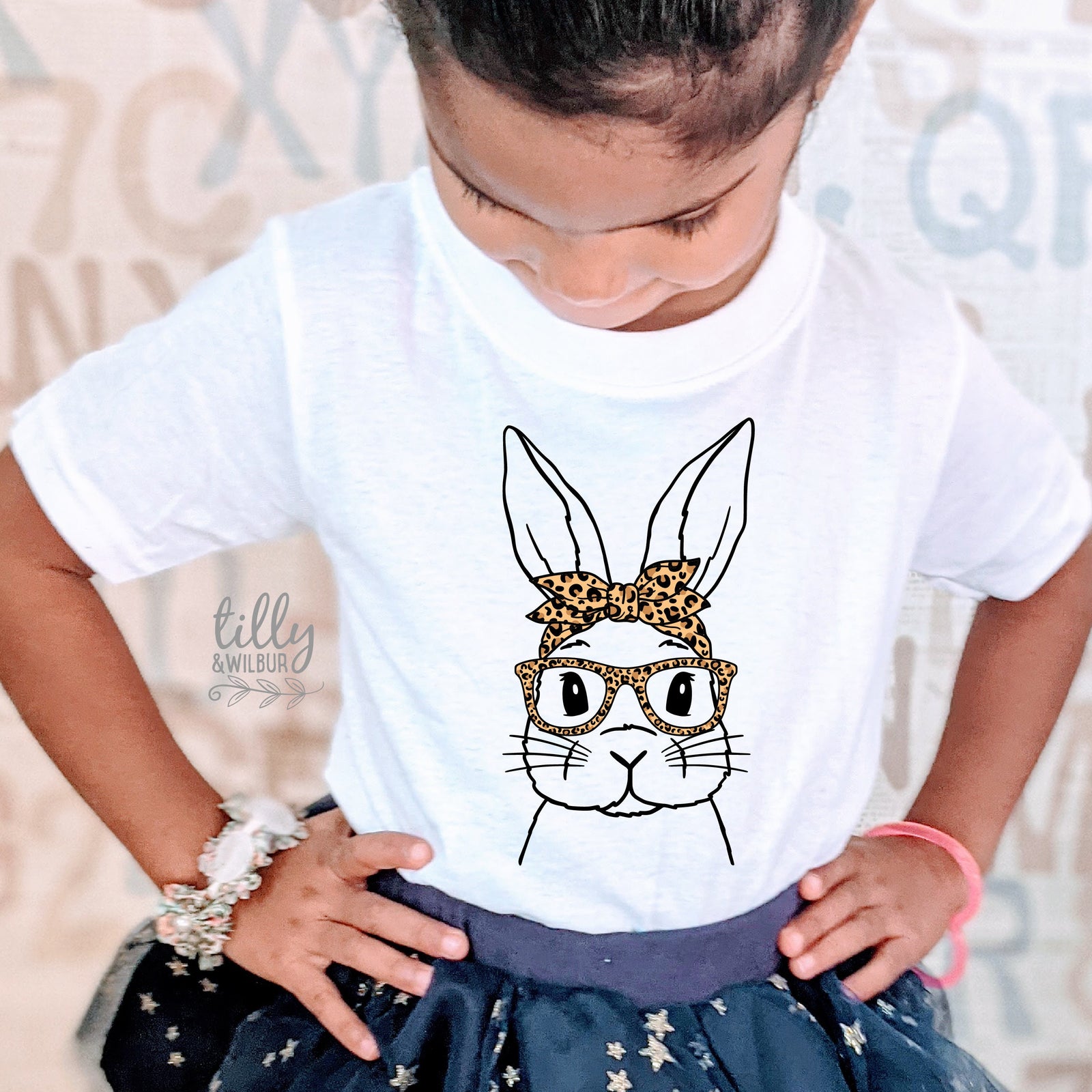 Easter T-Shirt, Leopard Print Rabbit Shirt, Easter T-Shirt, Easter Girl T-Shirt, Girls Easter Gift, Easter Shirt, Hip Hop Easter Clothing