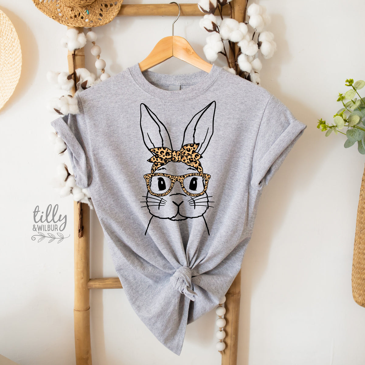 Easter T-Shirt For Women, Leopard Print Bunny Rabbit Print, Easter Bunny Shirt, Easter Egg Hunt, Easter Gift, Women's Easter T-Shirt Gift