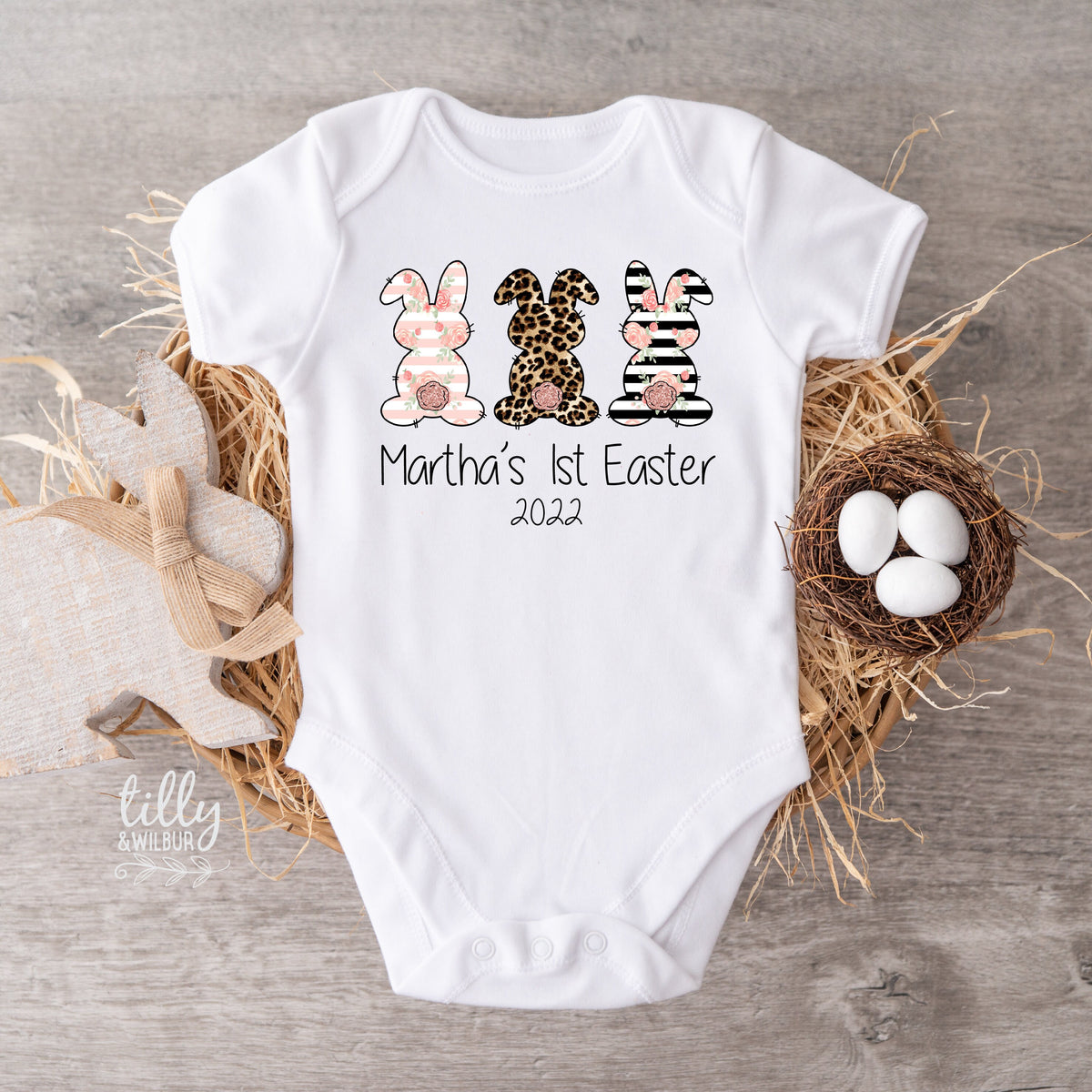 Personalised 1st Easter Baby Bodysuit, First Easter Baby Bodysuit, Newborn Easter Gift, 1st Easter Outfit, Baby's 1st Easter, Bunny Rabbit