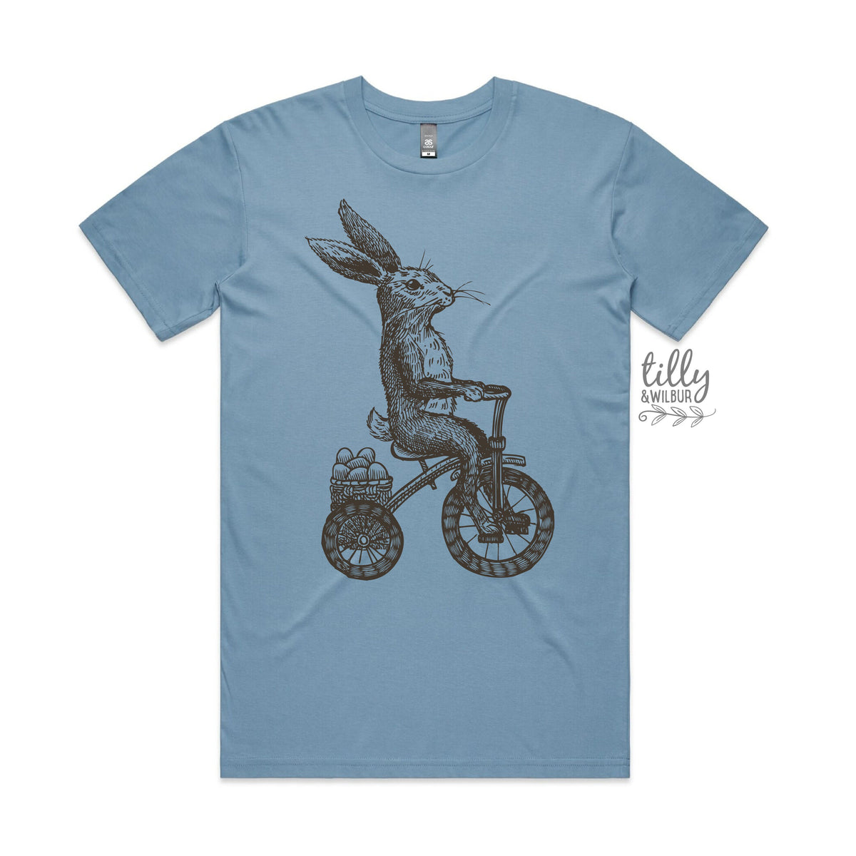 Easter T-Shirt, Men's Easter T-Shirt, Easter Egg Hunt T-Shirt, Men's Easter Gift, Mens Easter Outfit, Vintage Rabbit On Bicycle Illustration