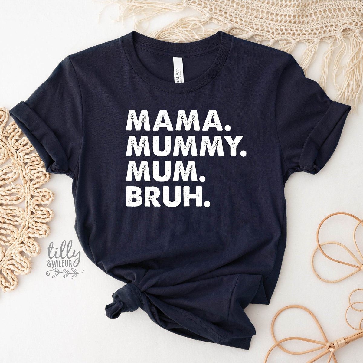 Mama Mummy Mum Bruh T-Shirt, Funny Mum T-Shirt, Navy Mother's Day T-Shirt, Motherhood Tee, Mothers Day Gift, Gift For Mom, Mama T-Shirt